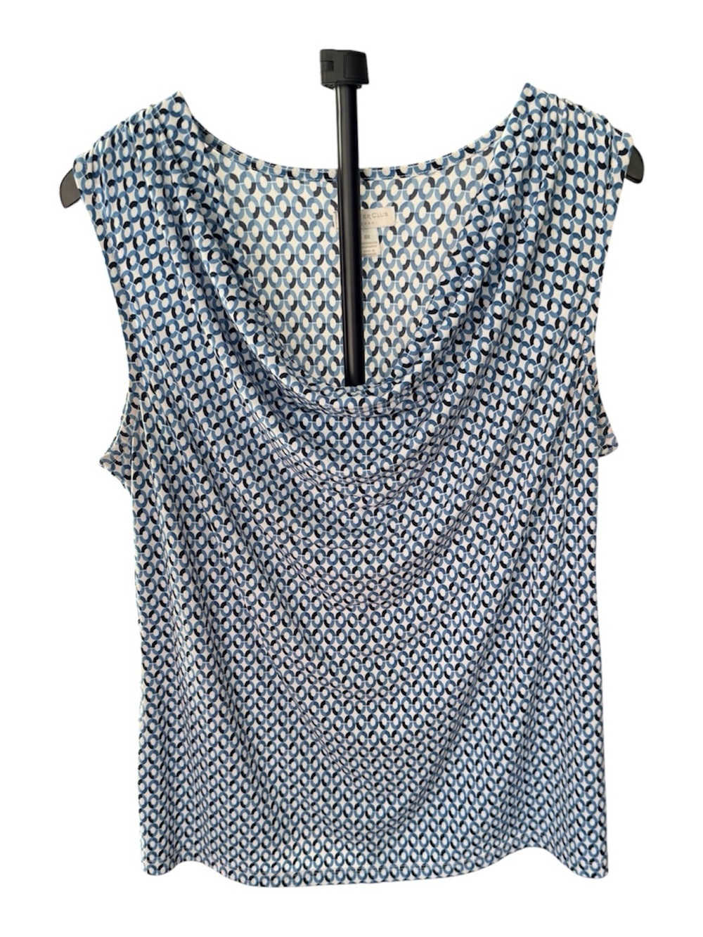 Charter Club Cowl Neck Geometric Print Sleeveless dress Top Blue & White Size 0X